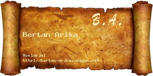 Bertan Arika névjegykártya